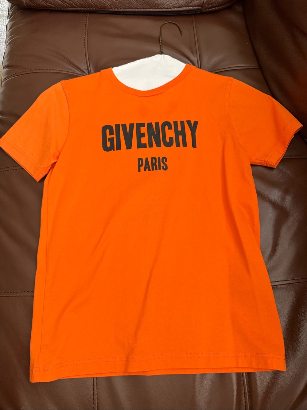 Givenchy Orange Tee with Black Logo